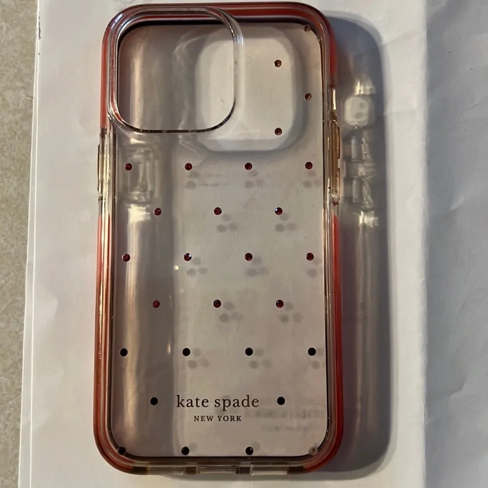Kate Spade Hardshell iPhone Case in Ombré Pink Dot and Clear, for iPhone 13 Pro